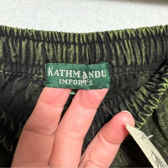 Kathmandu Olive Stonewashed Trousers Cargo Pants w/Tribal Patterns Harem Hippie - Picture 6 of 16